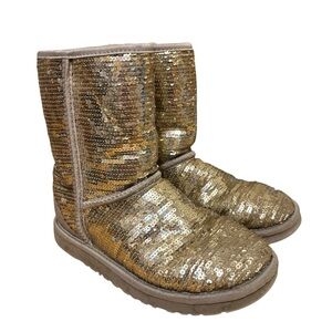 UGG classic boot gold sequin Sherpa lined size 5 US women’s